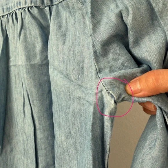 LOFT Light Blue Denim Tunic with Ruffle Hem - Picture 5 of 6